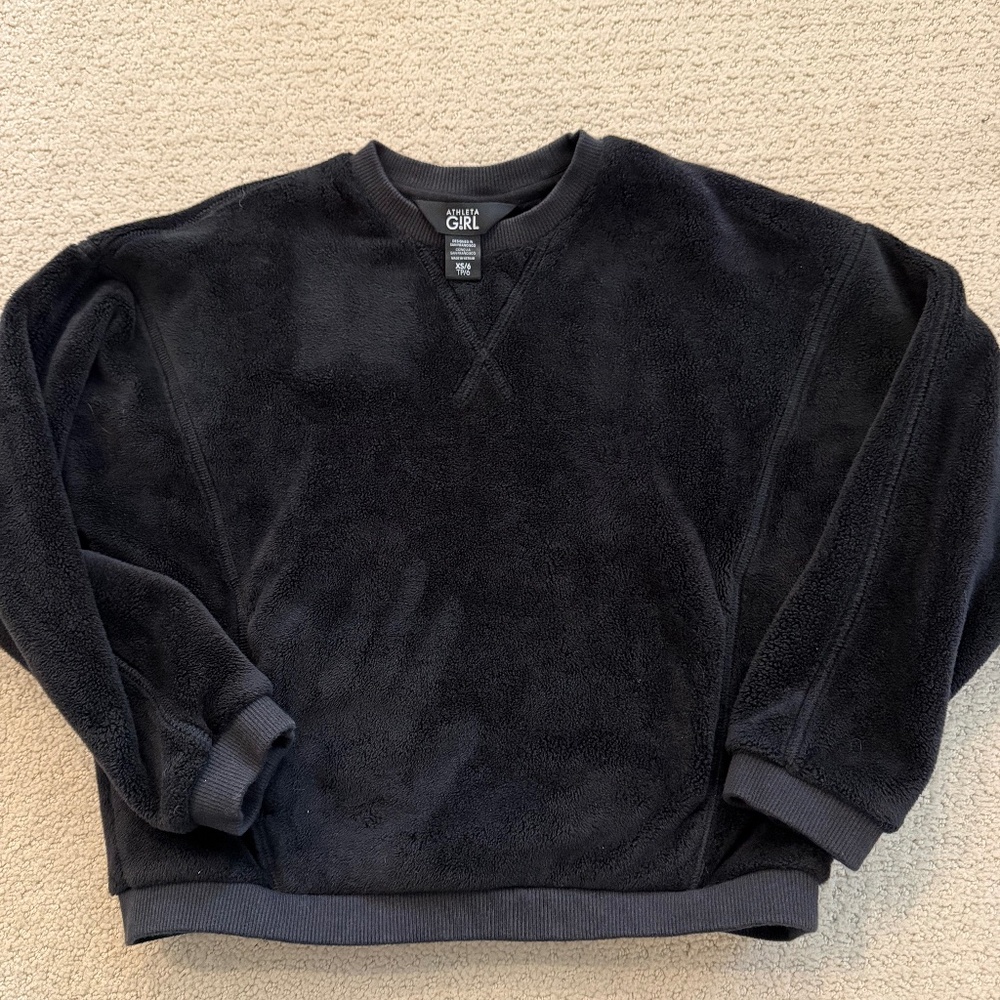 Athleta Girl Black Sherpa Sweatshirt size 6